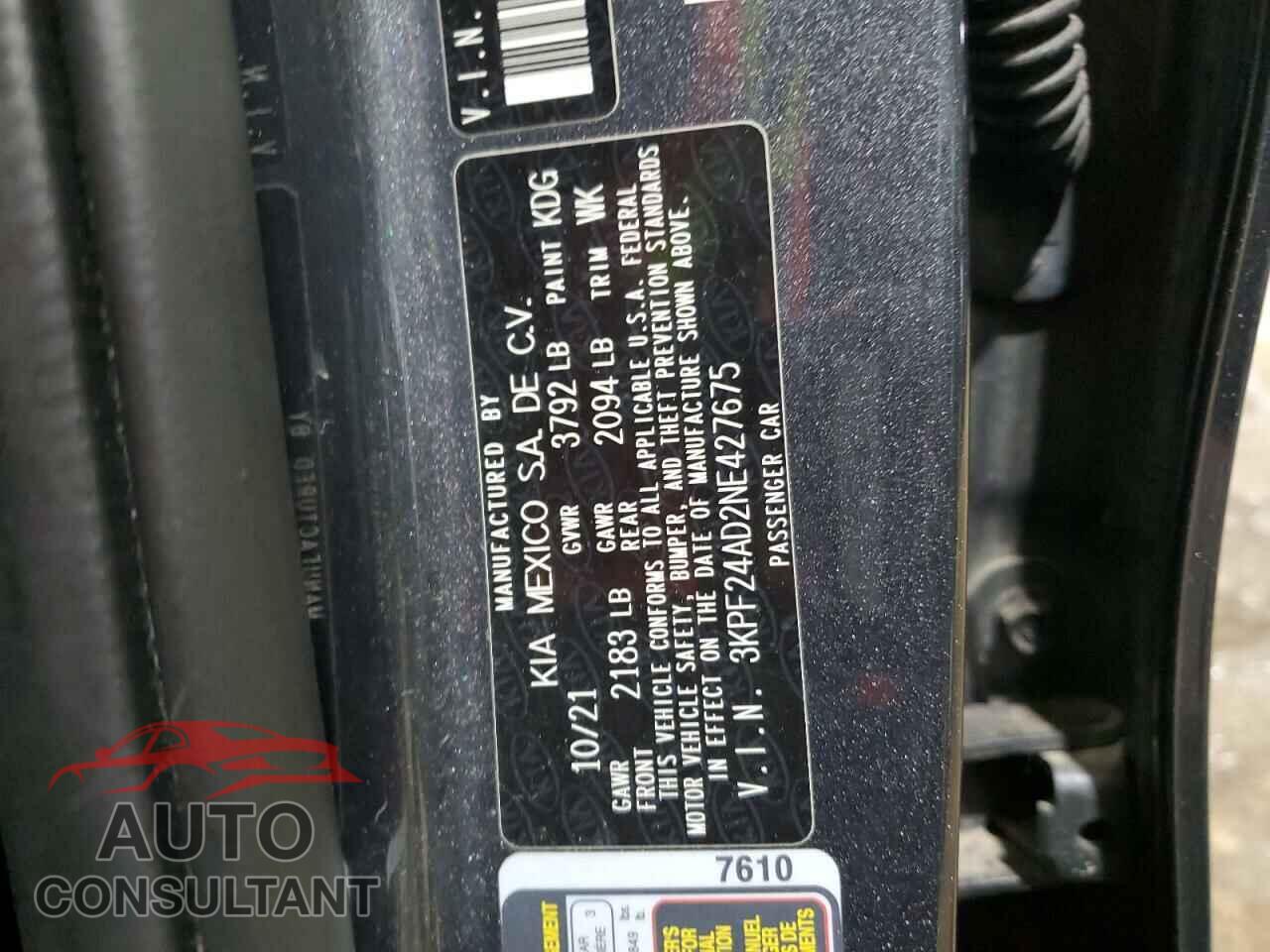 KIA FORTE 2022 - 3KPF24AD2NE427675