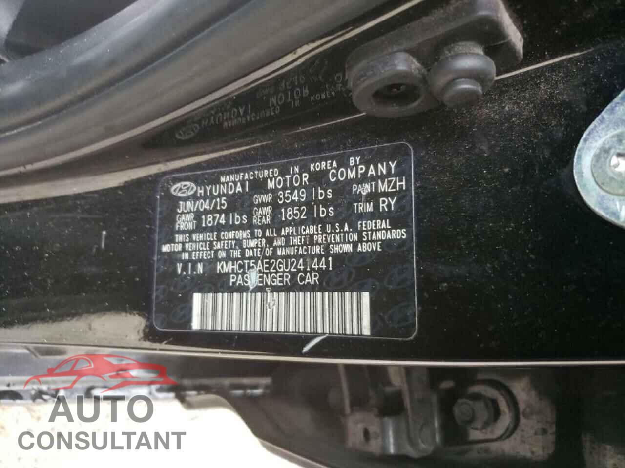 HYUNDAI ACCENT 2016 - KMHCT5AE2GU241441