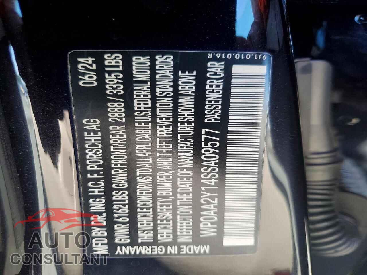 PORSCHE TAYCAN 2025 - WP0AA2Y14SSA09577