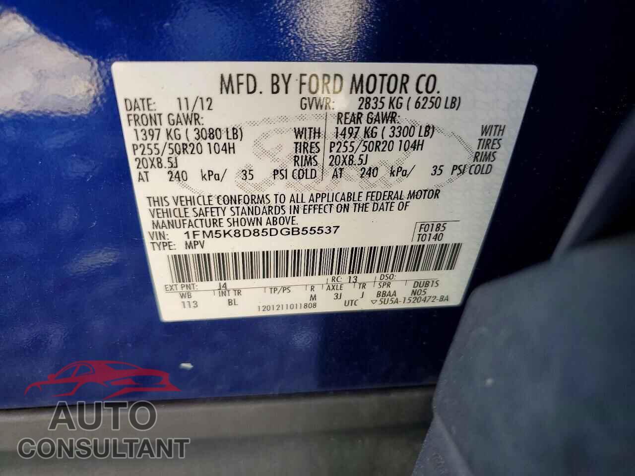 FORD EXPLORER 2013 - 1FM5K8D85DGB55537
