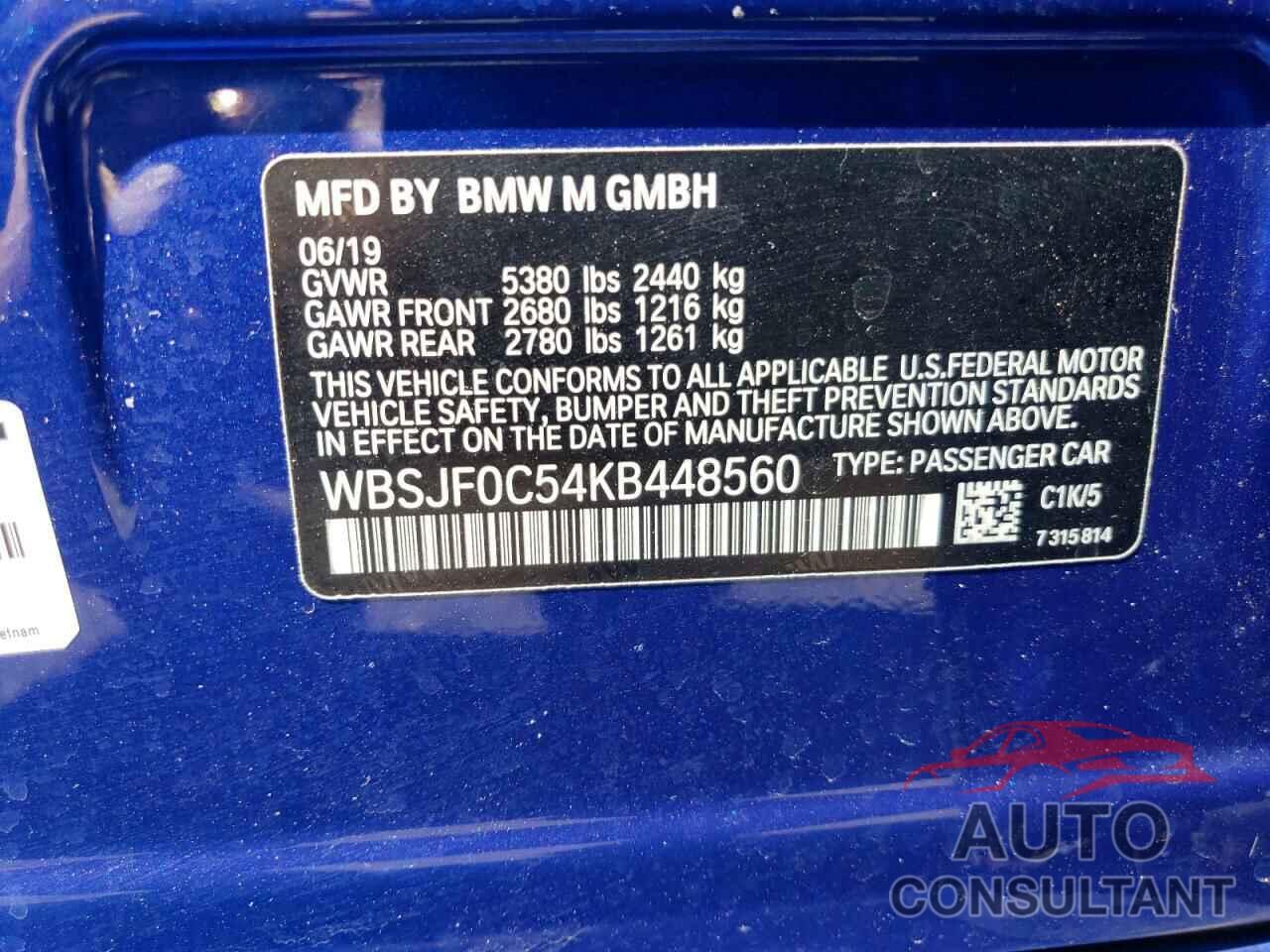 BMW M5 2019 - WBSJF0C54KB448560