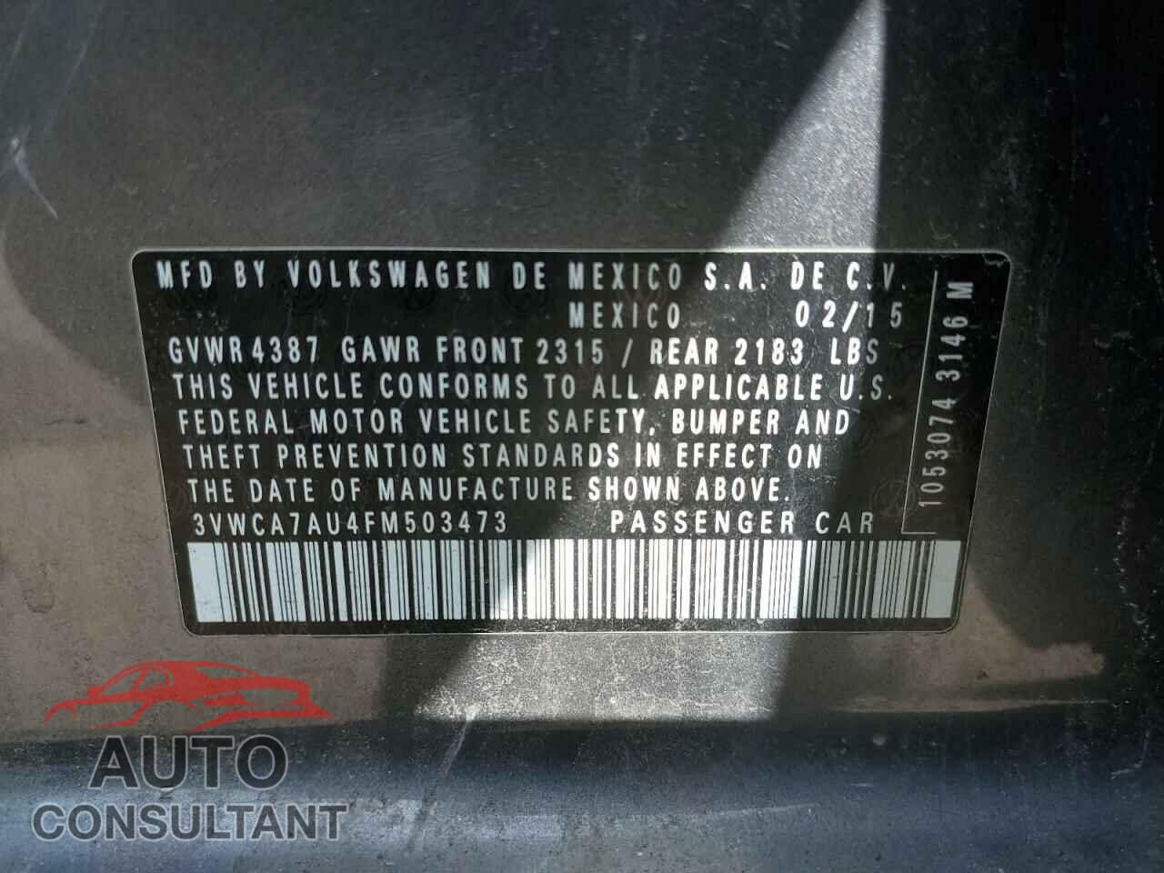 VOLKSWAGEN GOLF 2015 - 3VWCA7AU4FM503473