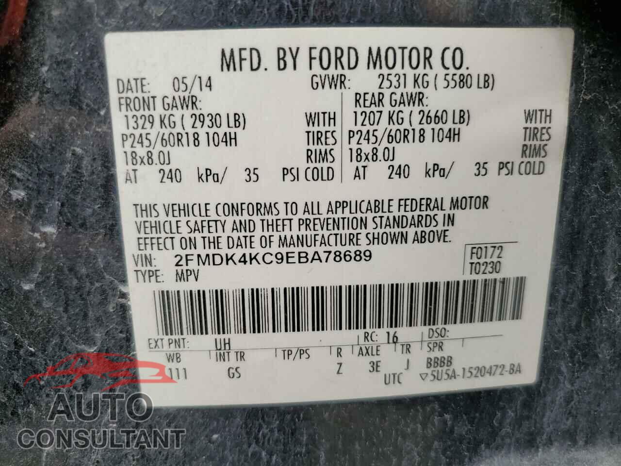 FORD EDGE 2014 - 2FMDK4KC9EBA78689