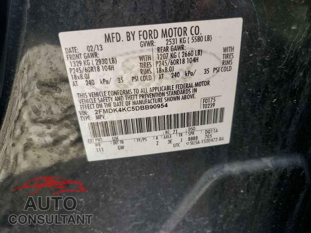 FORD EDGE 2013 - 2FMDK4KC5DBB90954