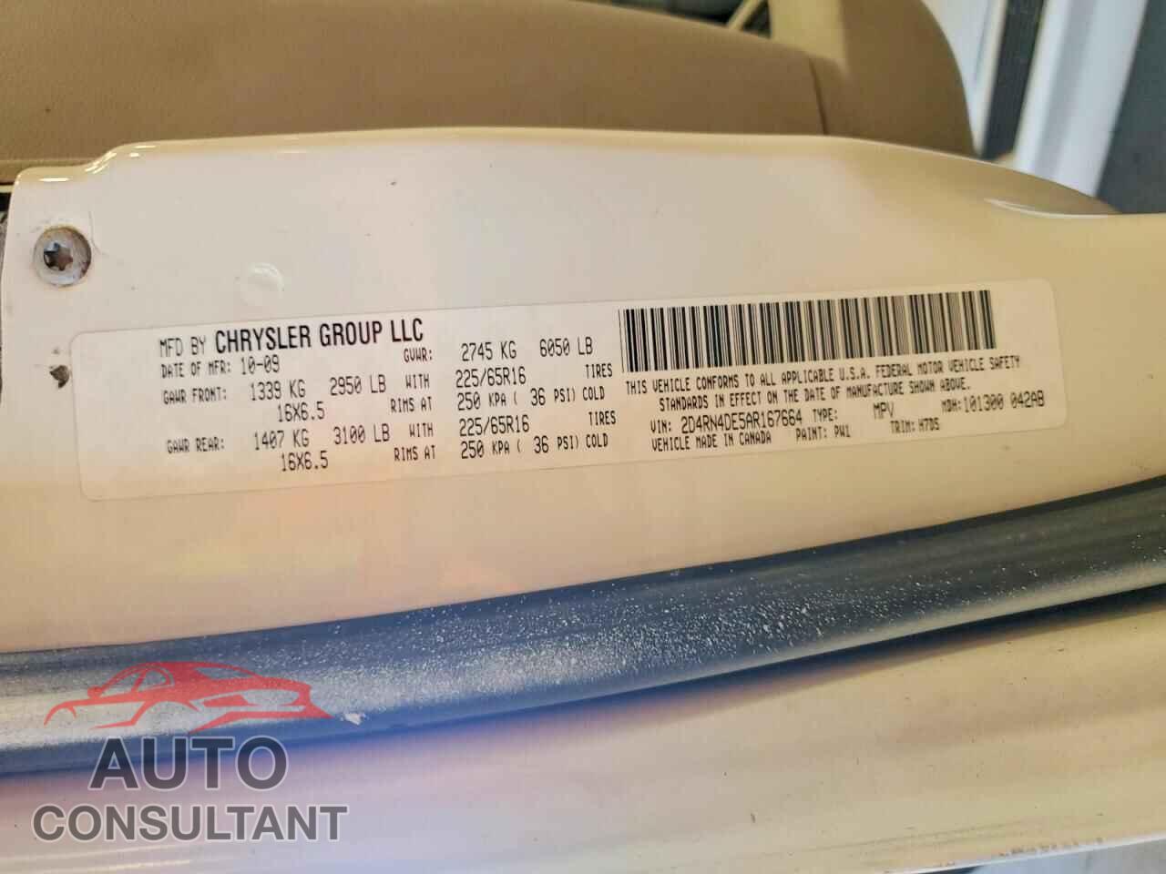 DODGE CARAVAN 2010 - 2D4RN4DE5AR167664