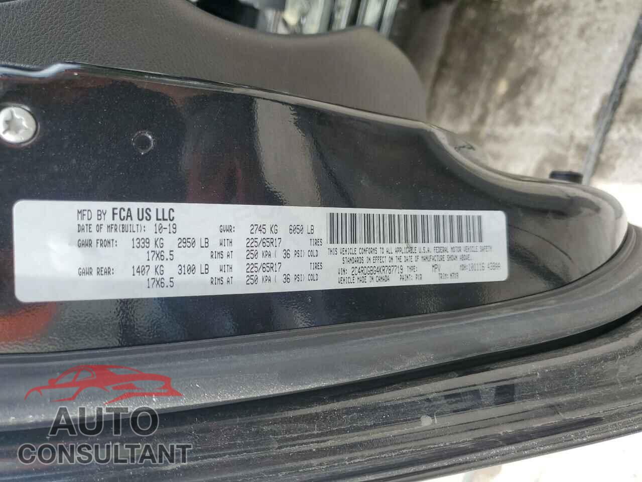 DODGE CARAVAN 2019 - 2C4RDGBG4KR787719