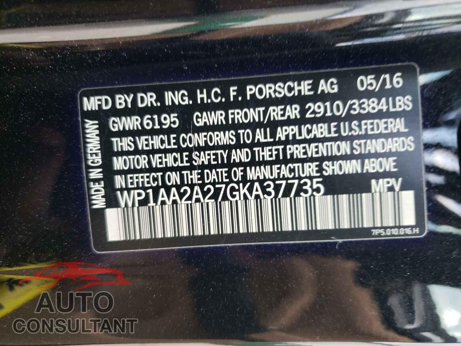 PORSCHE CAYENNE 2016 - WP1AA2A27GKA37735