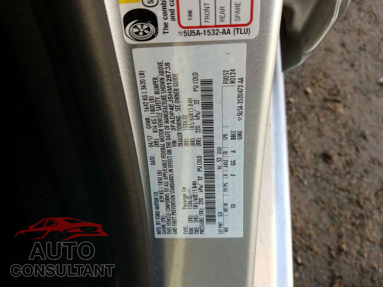 FORD FIESTA 2017 - 3FADP4EJ5HM128738