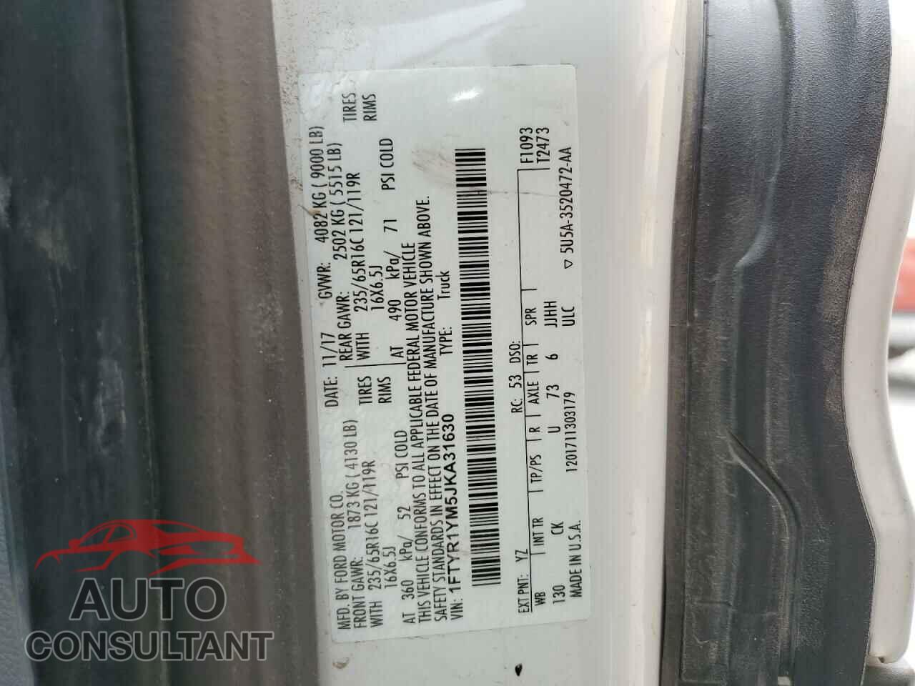 FORD TRANSIT 2018 - 1FTYR1YM5JKA31630