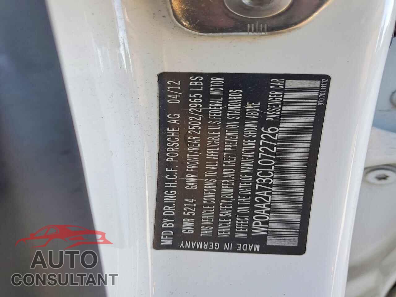PORSCHE PANAMERA 2012 - WP0AA2A73CL072726