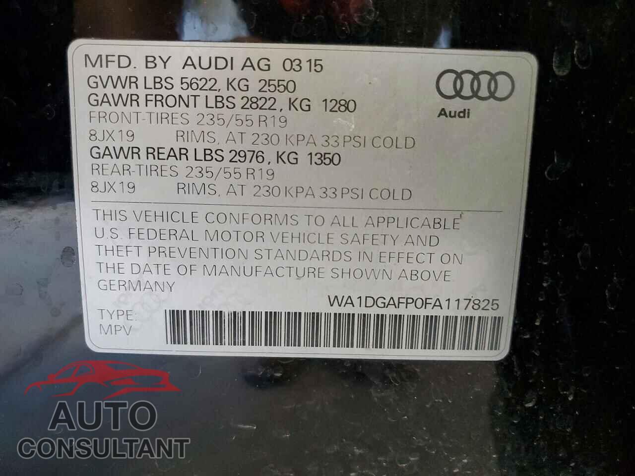 AUDI Q5 2015 - WA1DGAFP0FA117825