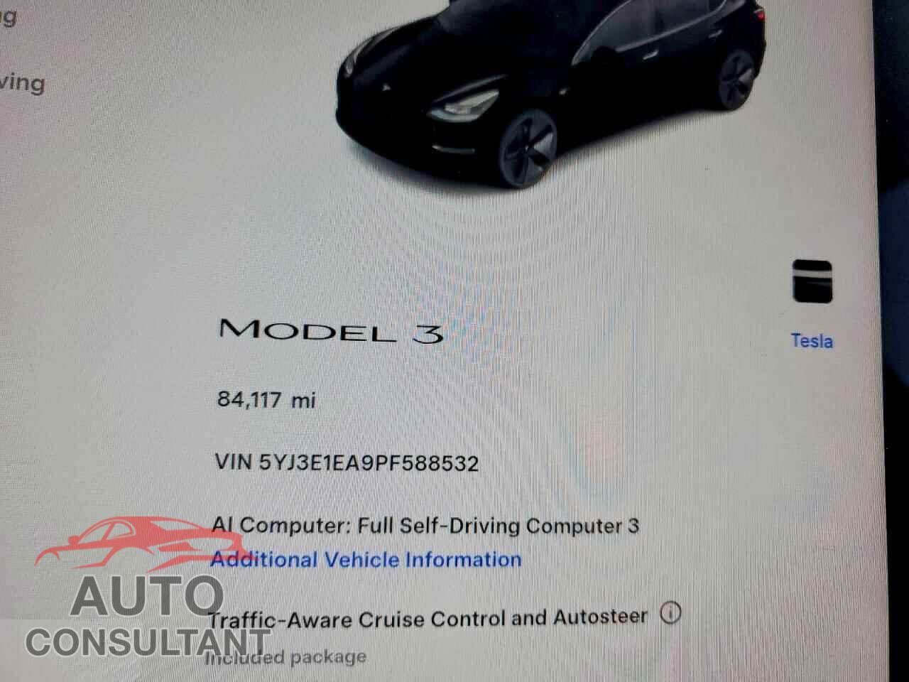 TESLA MODEL 3 2023 - 5YJ3E1EA9PF588532