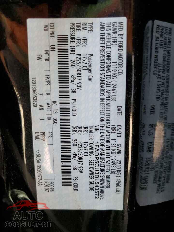 FORD CMAX 2013 - 1FADP5CU3DL543572