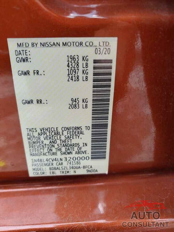 NISSAN ALTIMA 2020 - 1N4BL4CV4LN320000