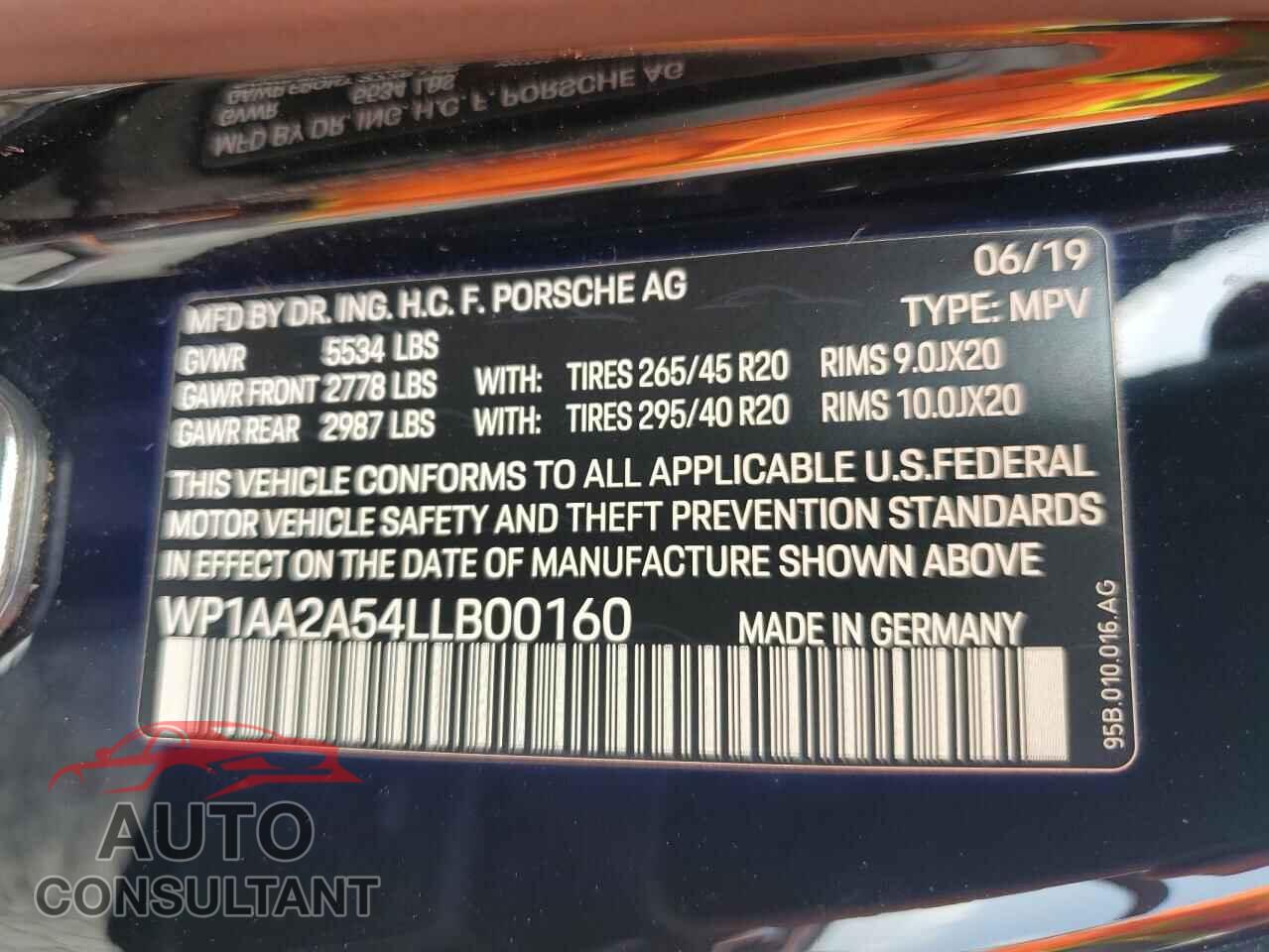 PORSCHE MACAN 2020 - WP1AA2A54LLB00160