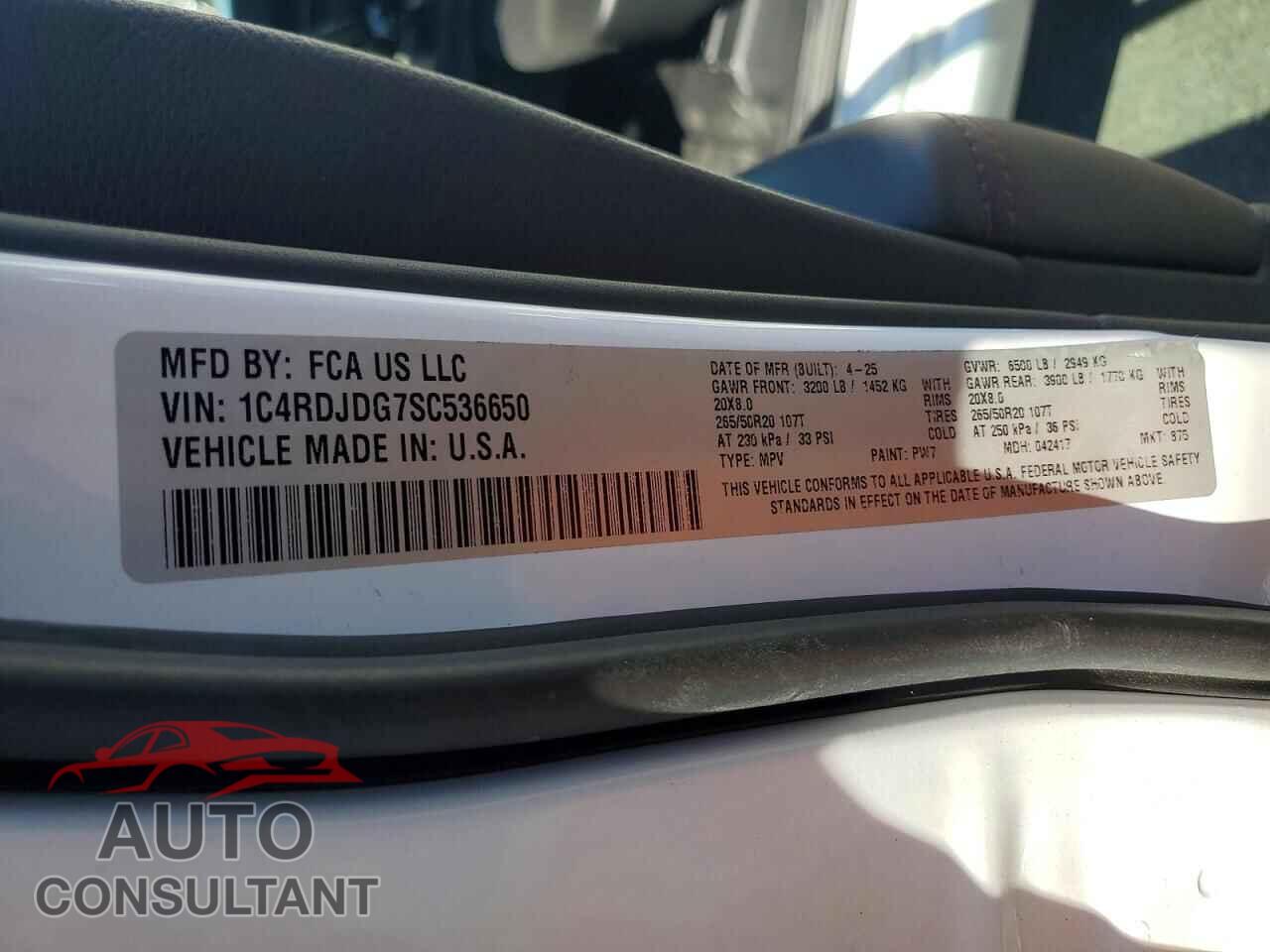 DODGE DURANGO 2025 - 1C4RDJDG7SC536650