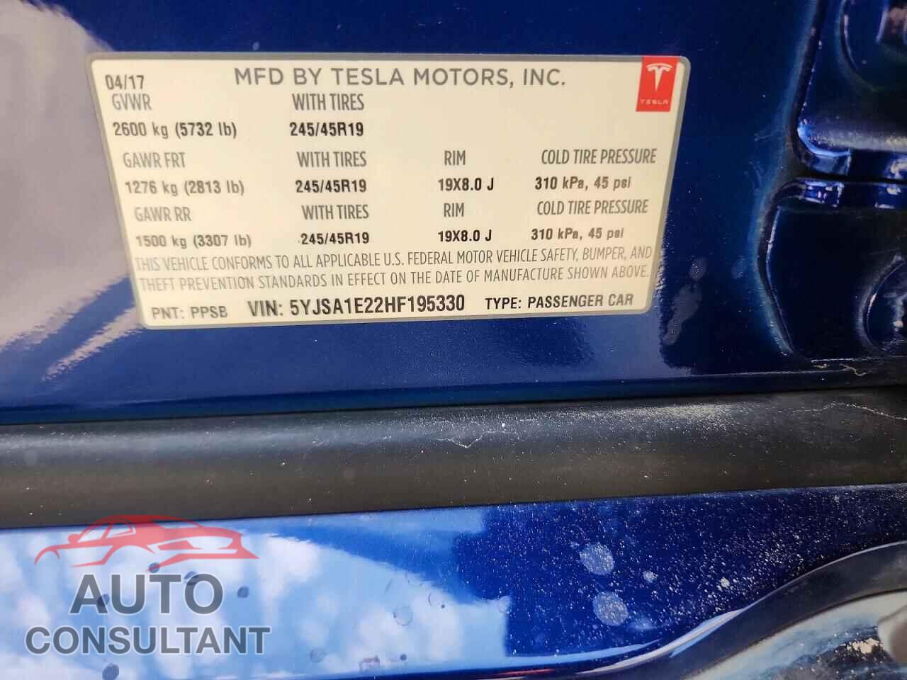 TESLA MODEL S 2017 - 5YJSA1E22HF195330