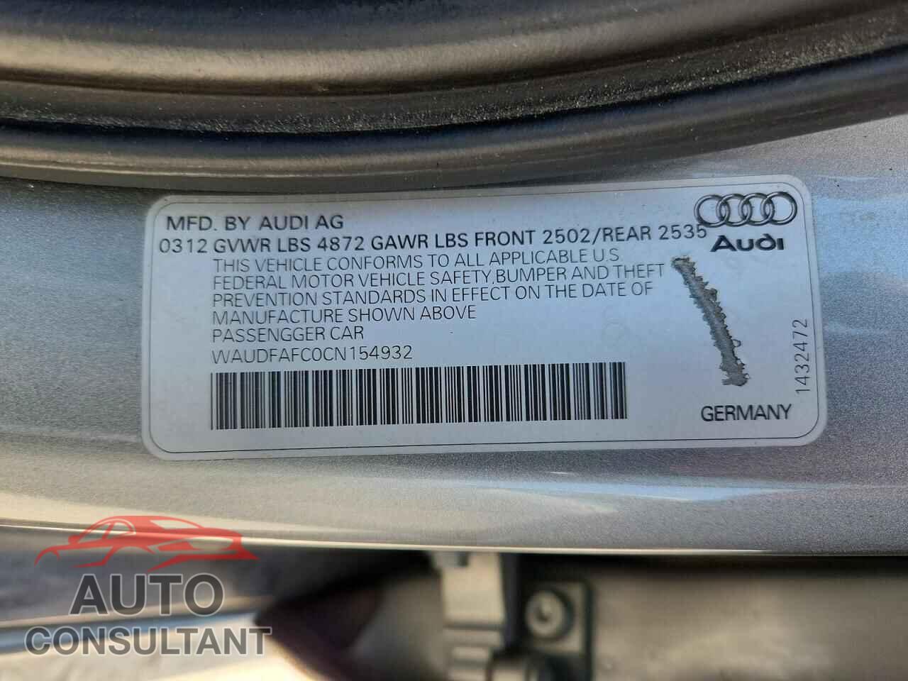 AUDI A6 2012 - WAUDFAFC0CN154932