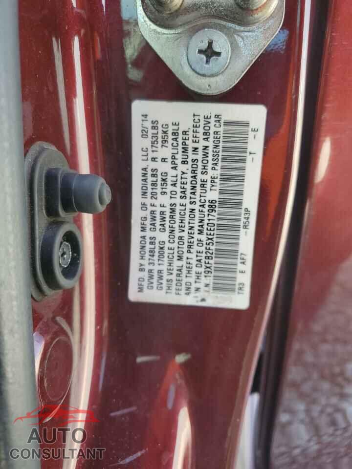 HONDA CIVIC 2014 - 19XFB2F5XEE017986