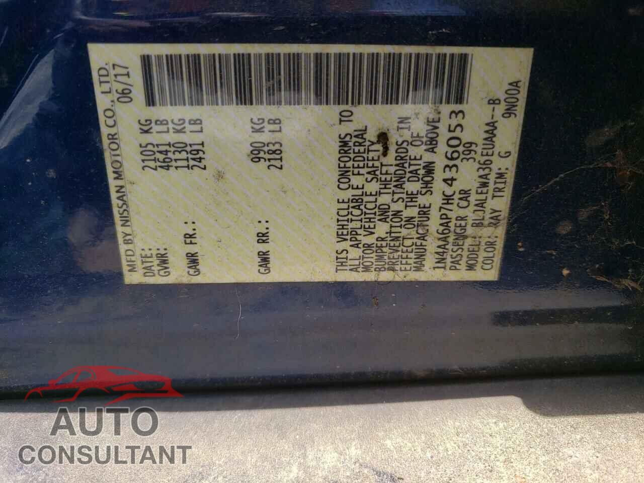 NISSAN MAXIMA 2017 - 1N4AA6AP7HC436053