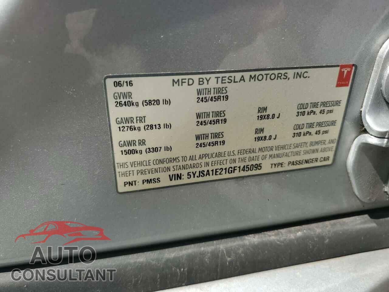 TESLA MODEL S 2016 - 5YJSA1E21GF145095