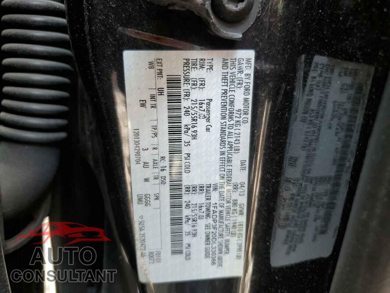 FORD FOCUS 2013 - 1FADP3F20DL330366