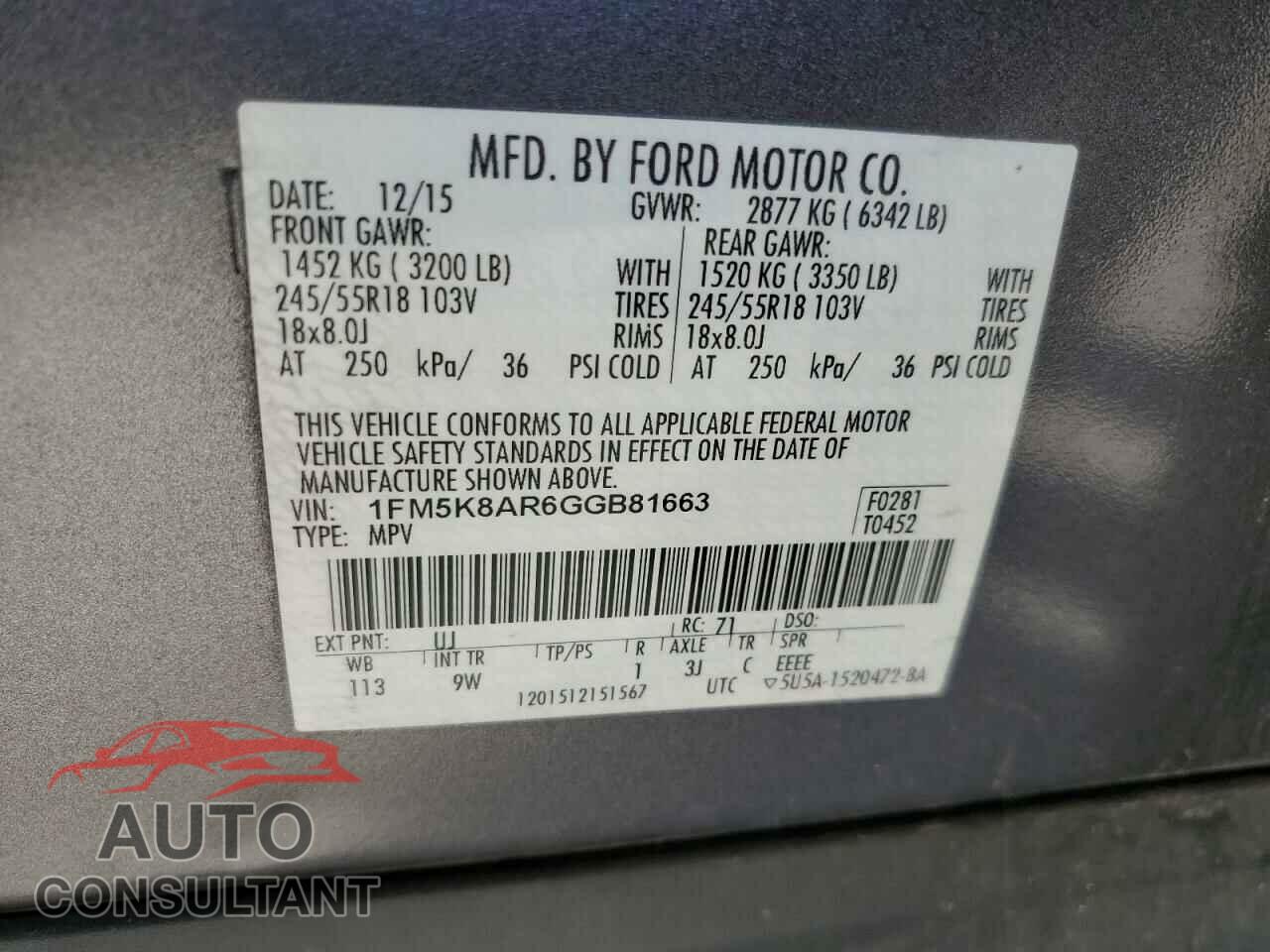 FORD EXPLORER 2016 - 1FM5K8AR6GGB81663