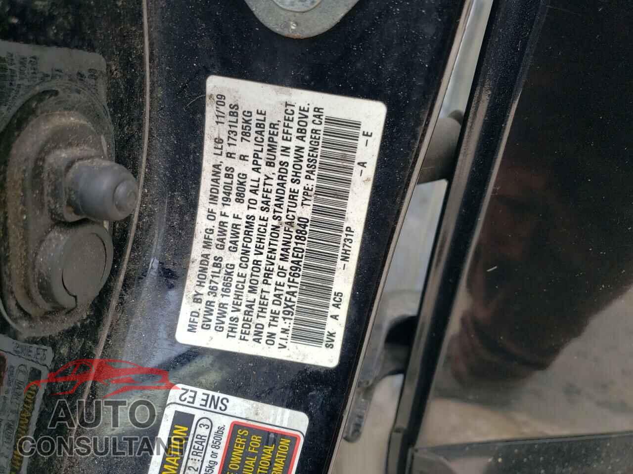HONDA CIVIC 2010 - 19XFA1F69AE018840