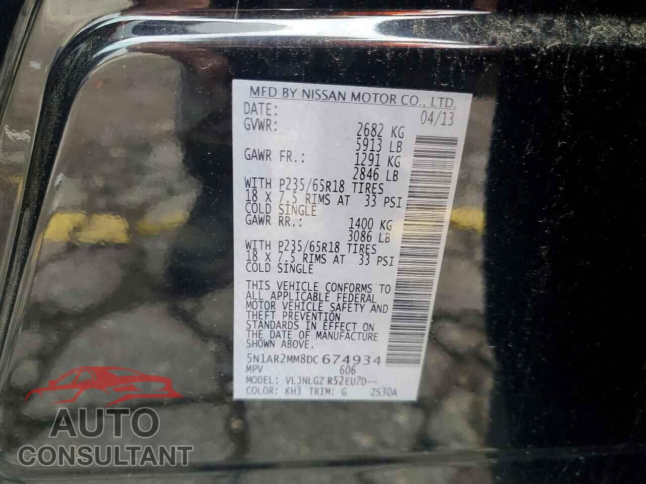 NISSAN PATHFINDER 2013 - 5N1AR2MM8DC674934