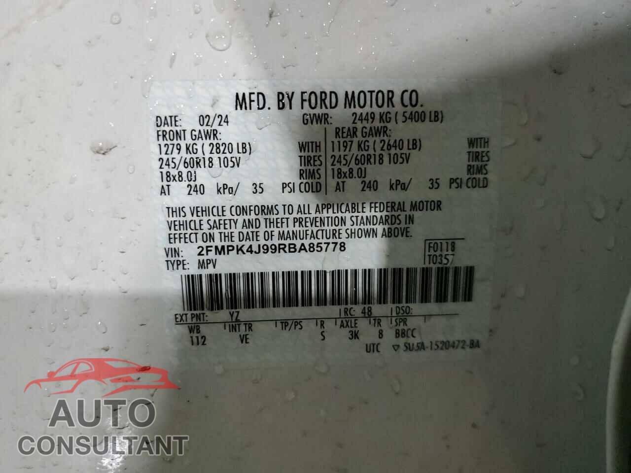 FORD EDGE 2024 - 2FMPK4J99RBA85778