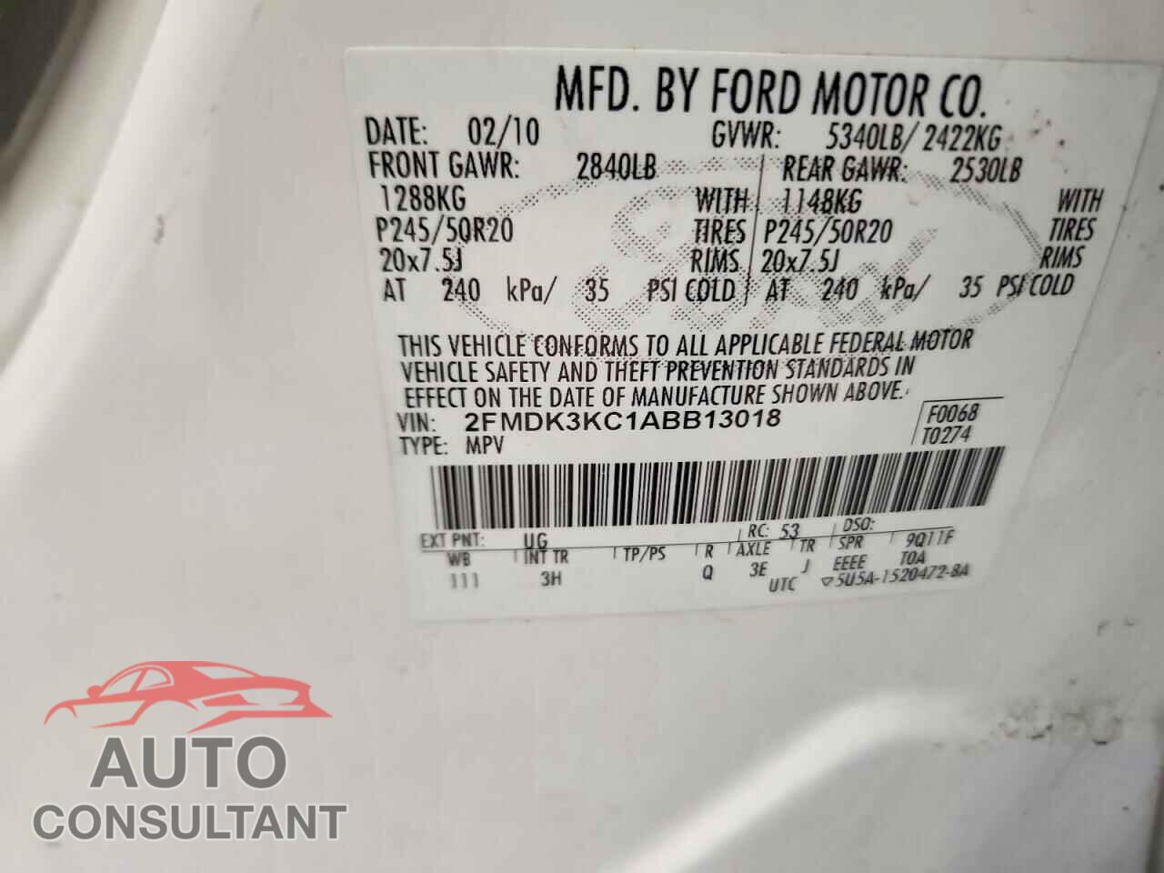 FORD EDGE 2010 - 2FMDK3KC1ABB13018