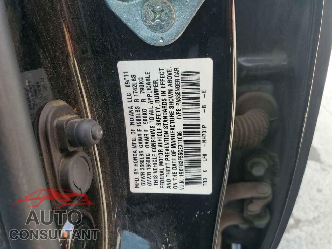 HONDA CIVIC 2012 - 19XFB2F55CE311096