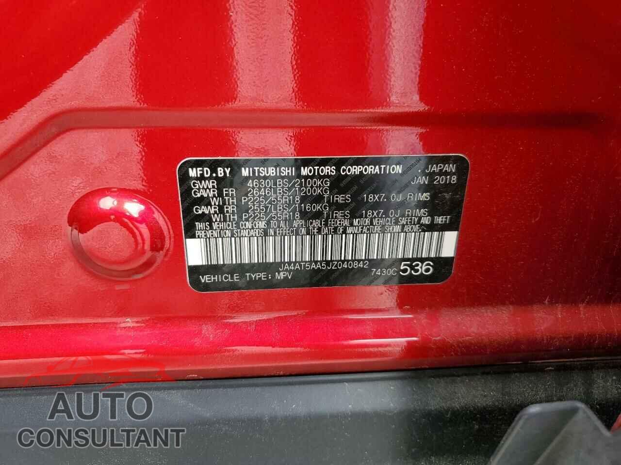 MITSUBISHI ECLIPSE 2018 - JA4AT5AA5JZ040842