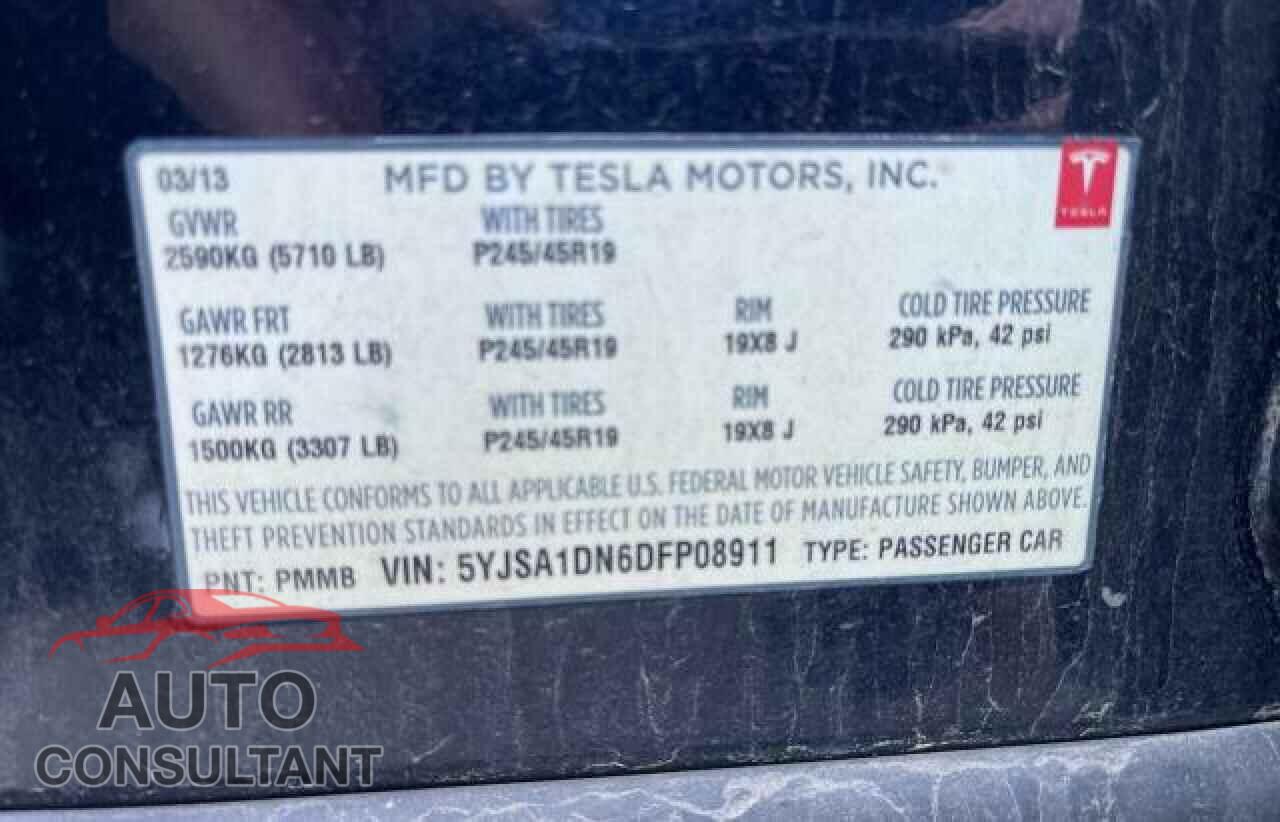 TESLA MODEL S 2013 - 5YJSA1DN6DFP08911
