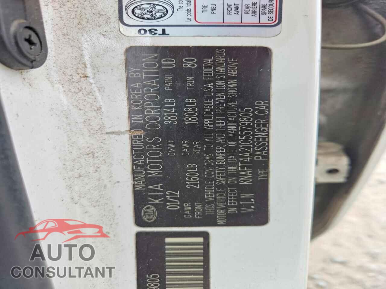 KIA FORTE 2012 - KNAFT4A21C5579805