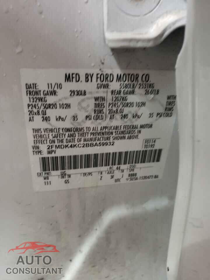 FORD EDGE 2011 - 2FMDK4KC2BBA59932