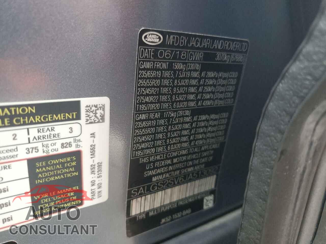 LAND ROVER RANGEROVER 2018 - SALGS2SV6JA513092