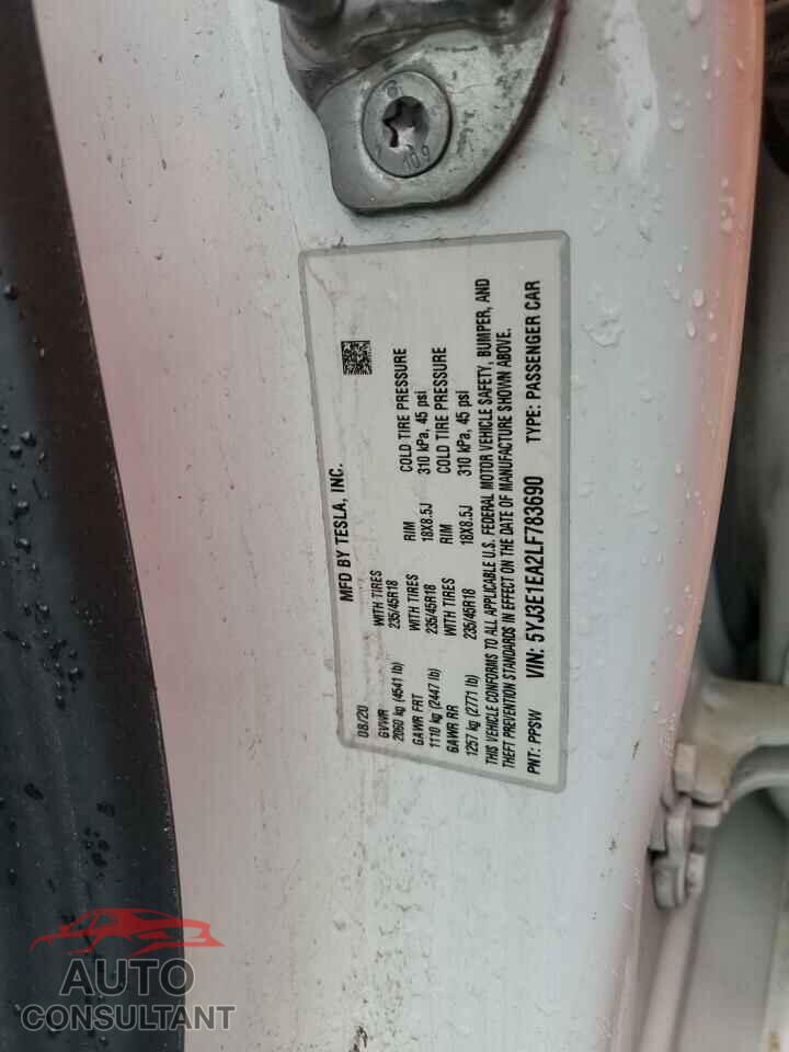 TESLA MODEL 3 2020 - 5YJ3E1EA2LF783690
