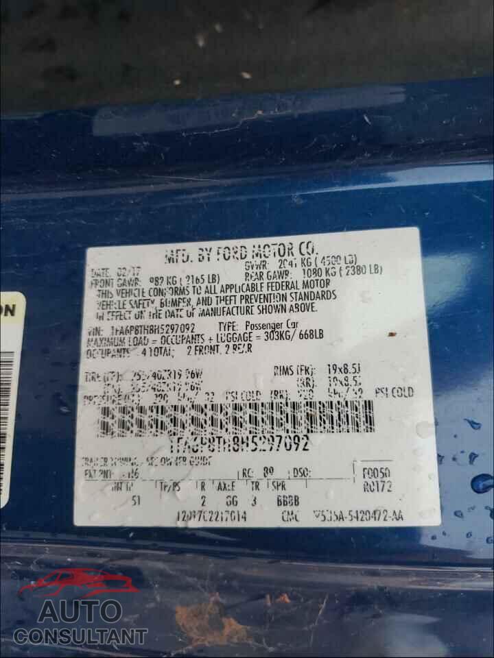 FORD MUSTANG 2017 - 1FA6P8TH8H5297092