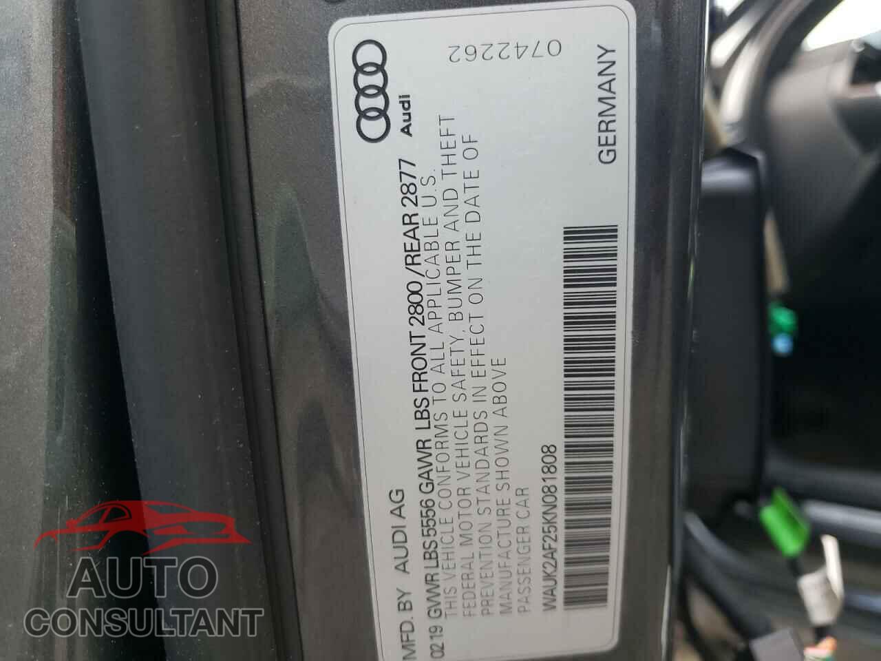 AUDI A6 2019 - WAUK2AF25KN081808