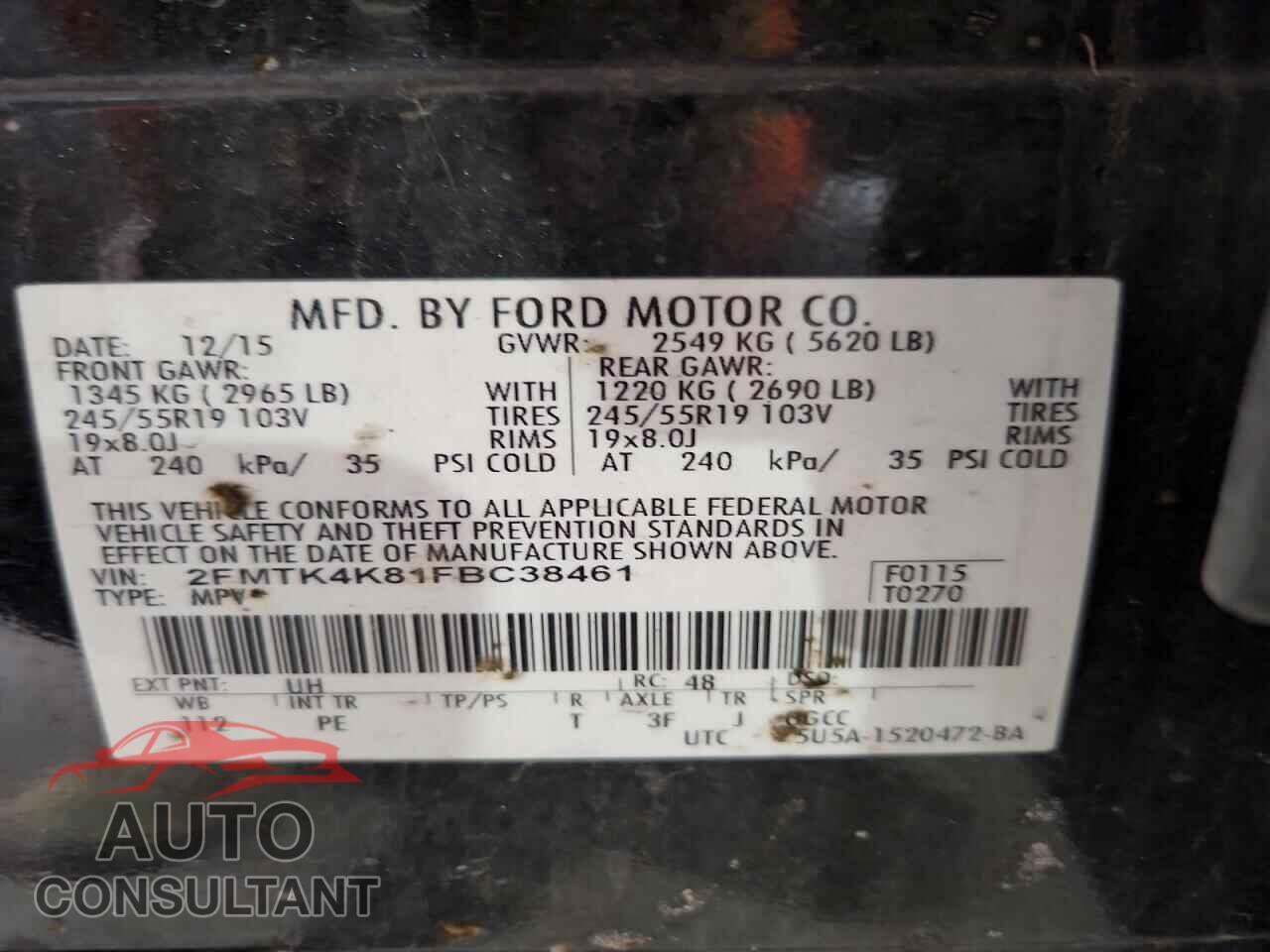 FORD EDGE 2015 - 2FMTK4K81FBC38461