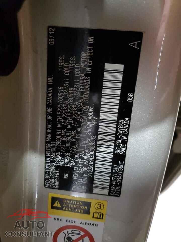 LEXUS RX350 2013 - 2T2ZK1BA3DC098333