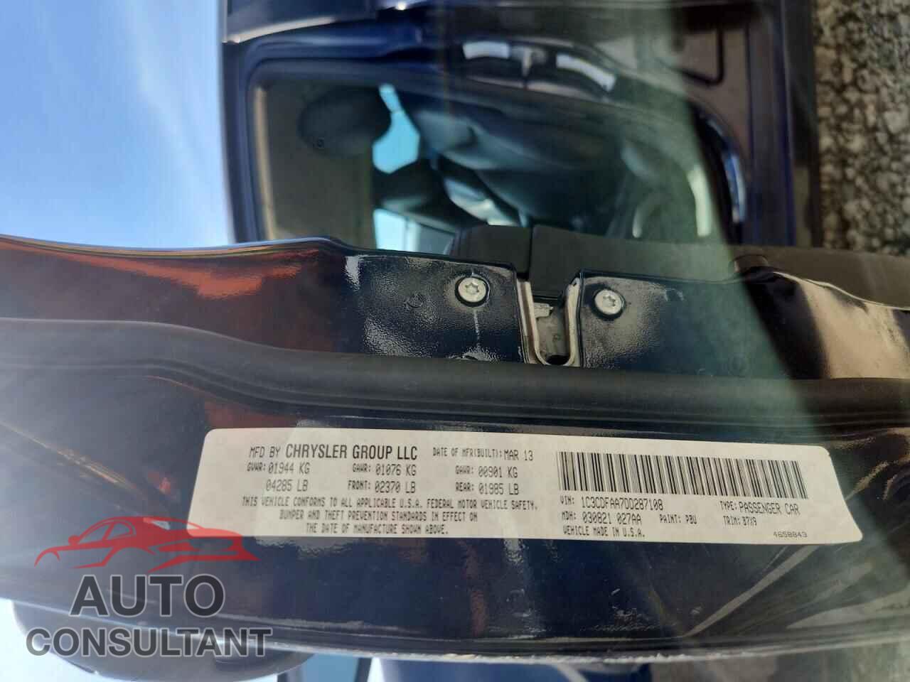 DODGE DART 2013 - 1C3CDFAA7DD287108