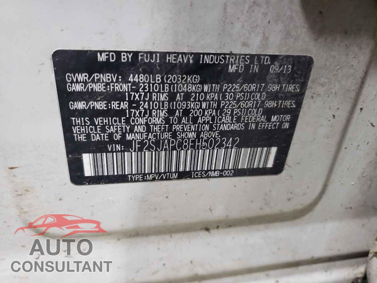 SUBARU FORESTER 2014 - JF2SJAPC8EH502342
