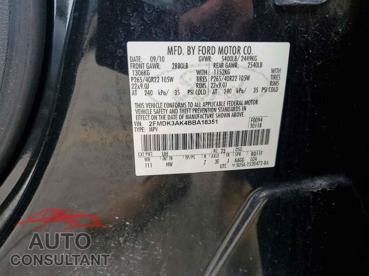 FORD EDGE 2011 - 2FMDK3AK4BBA18351