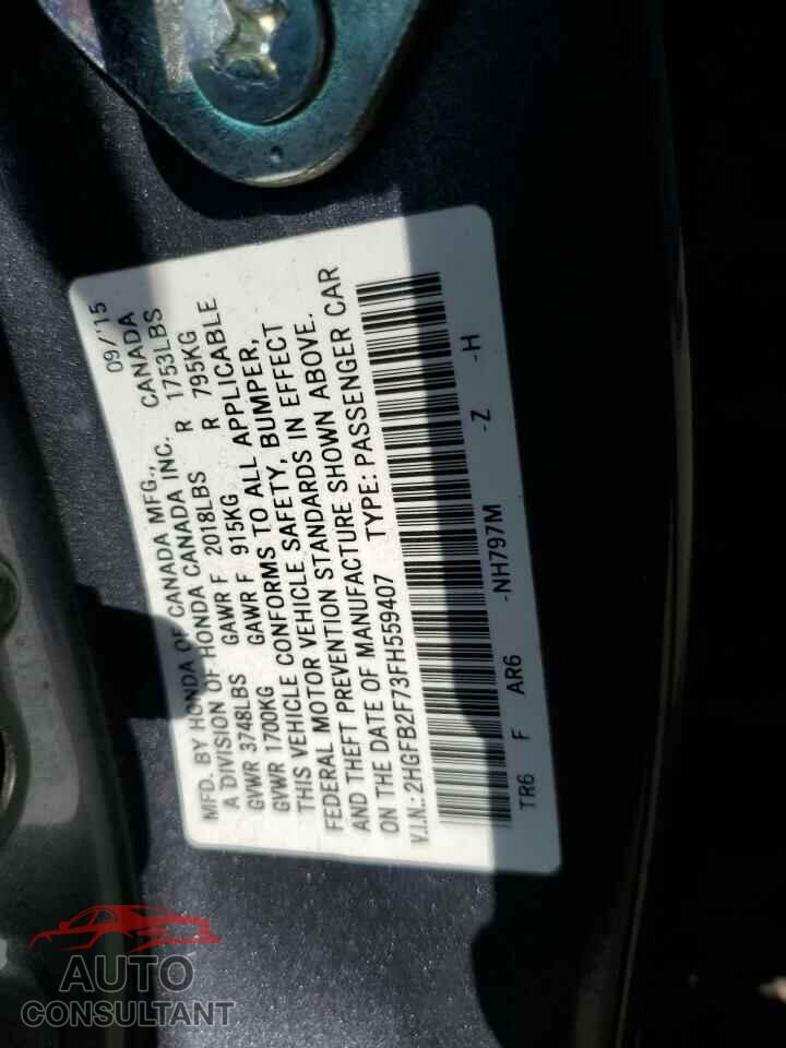 HONDA CIVIC 2015 - 2HGFB2F73FH559407