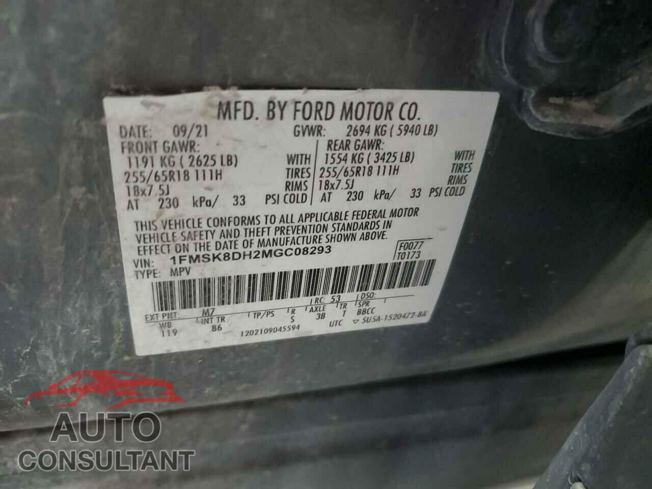 FORD EXPLORER 2021 - 1FMSK8DH2MGC08293