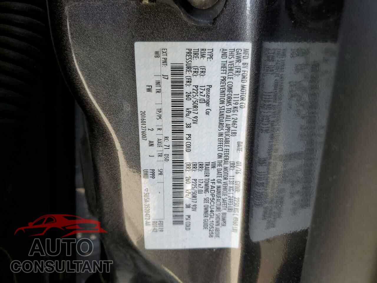 FORD CMAX 2016 - 1FADP5CU4GL105258