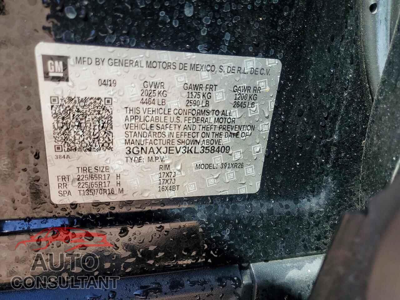 CHEVROLET EQUINOX 2019 - 3GNAXJEV3KL358409
