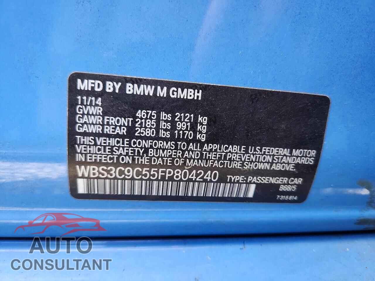 BMW M3 2015 - WBS3C9C55FP804240